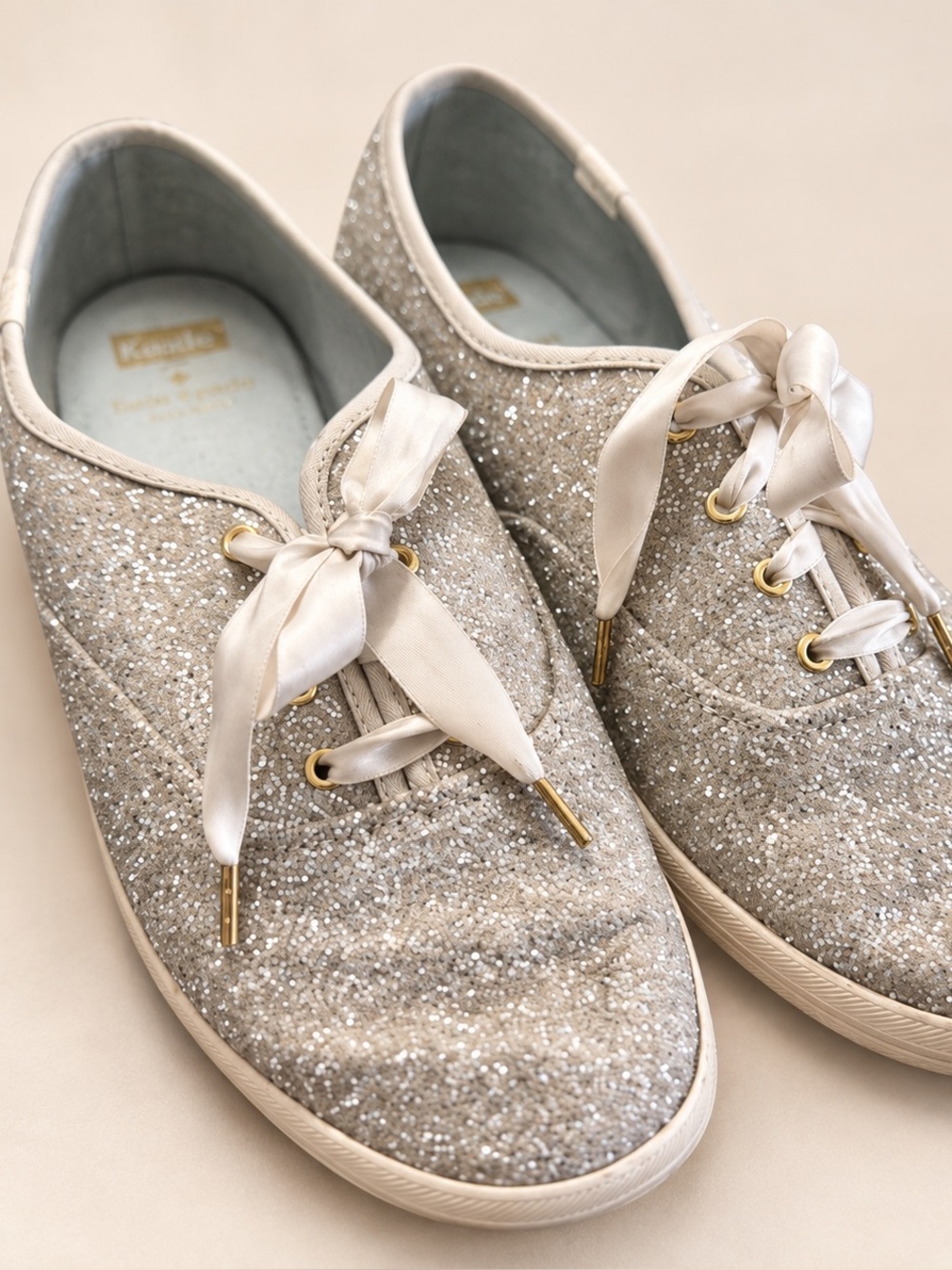 Kate Spade x Keds Champion Glitter Sneakers Silver Gold Women’s Size 10